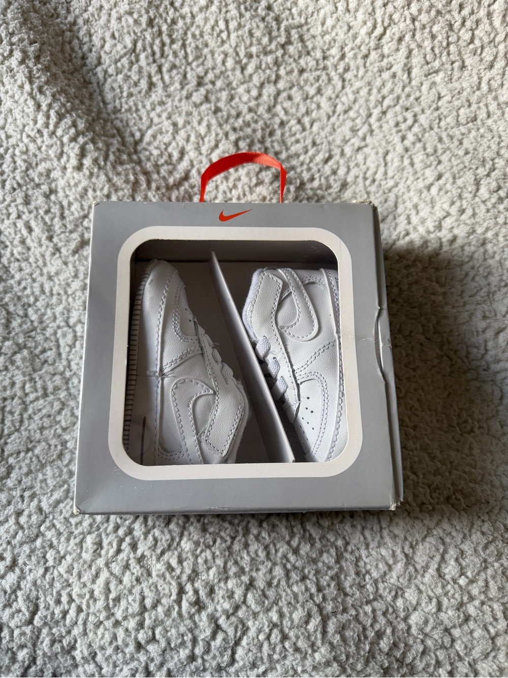 Nike Baby White Leather Swoosh Sneakers